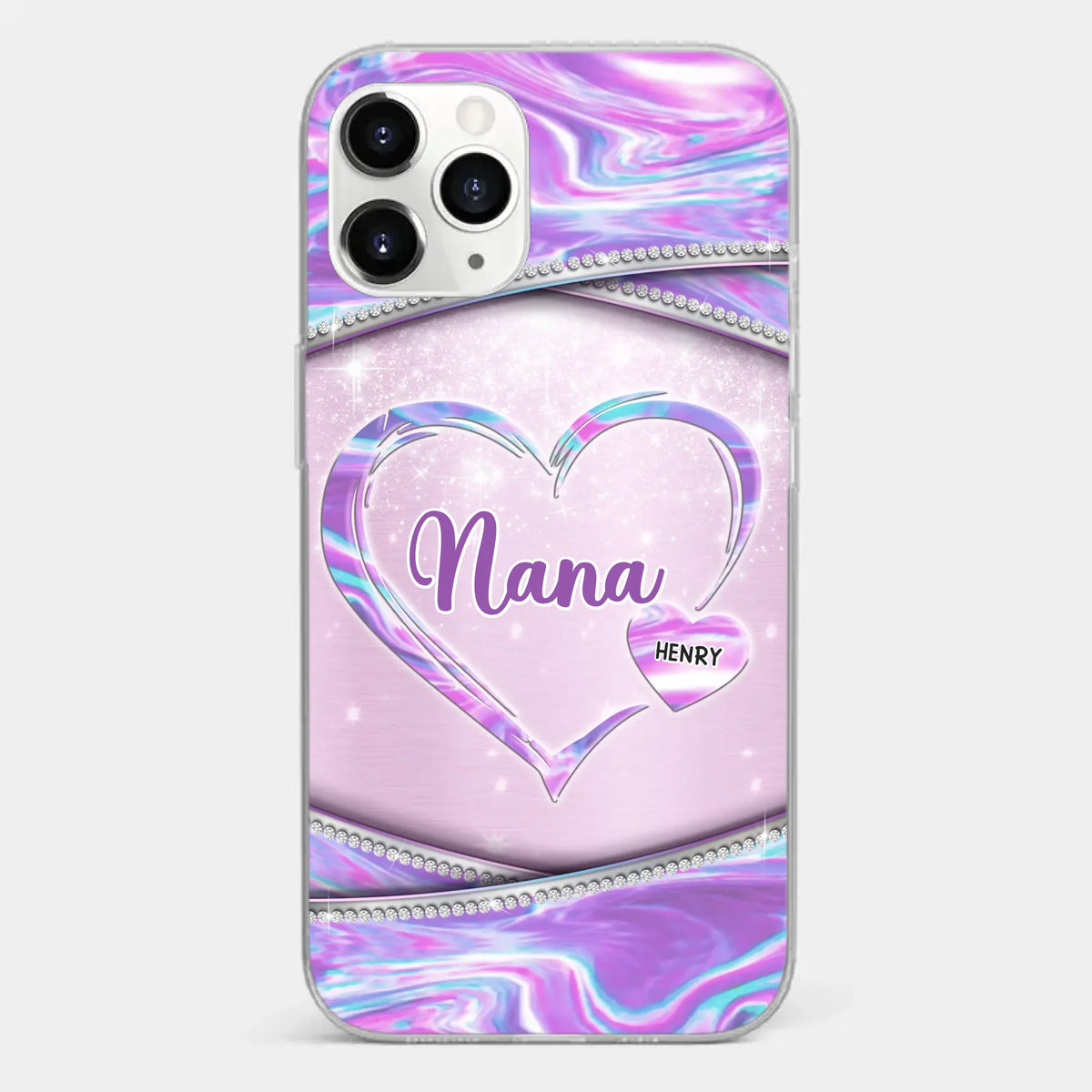 Nana’s Heart, Filled With Love - Family Personalized Custom Clear Phone Case - Mother's Day Gift For Mom, Grandma