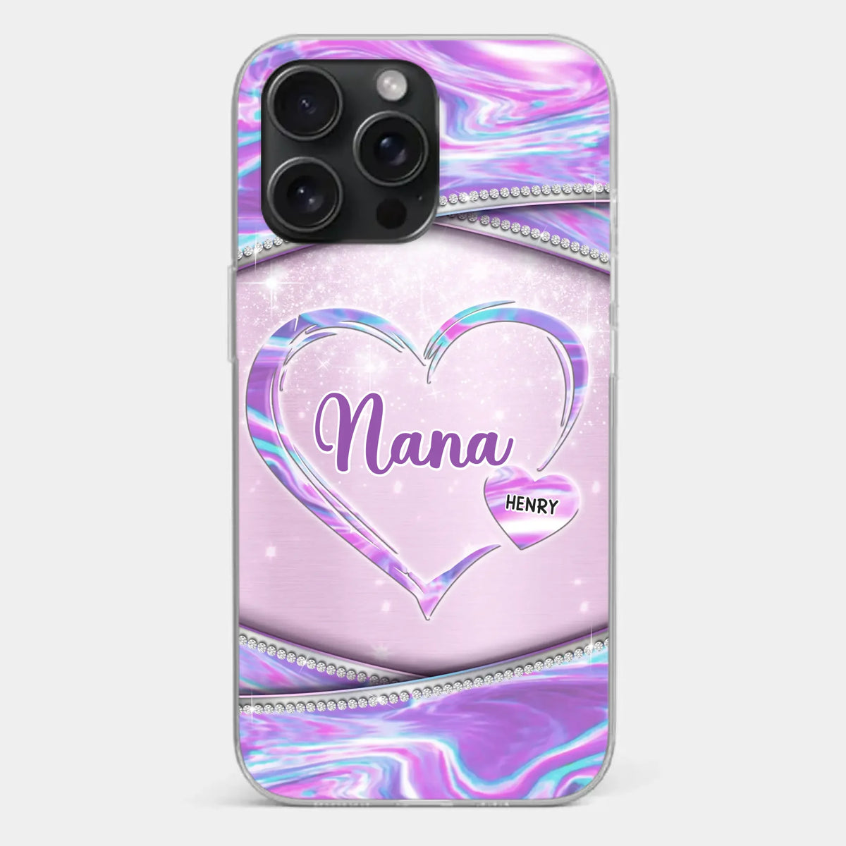 Nana’s Heart, Filled With Love - Family Personalized Custom Clear Phone Case - Mother's Day Gift For Mom, Grandma