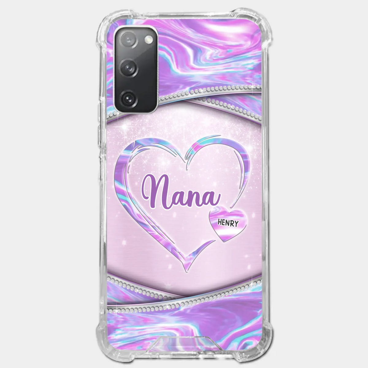 Nana’s Heart, Filled With Love - Family Personalized Custom Clear Phone Case - Mother's Day Gift For Mom, Grandma