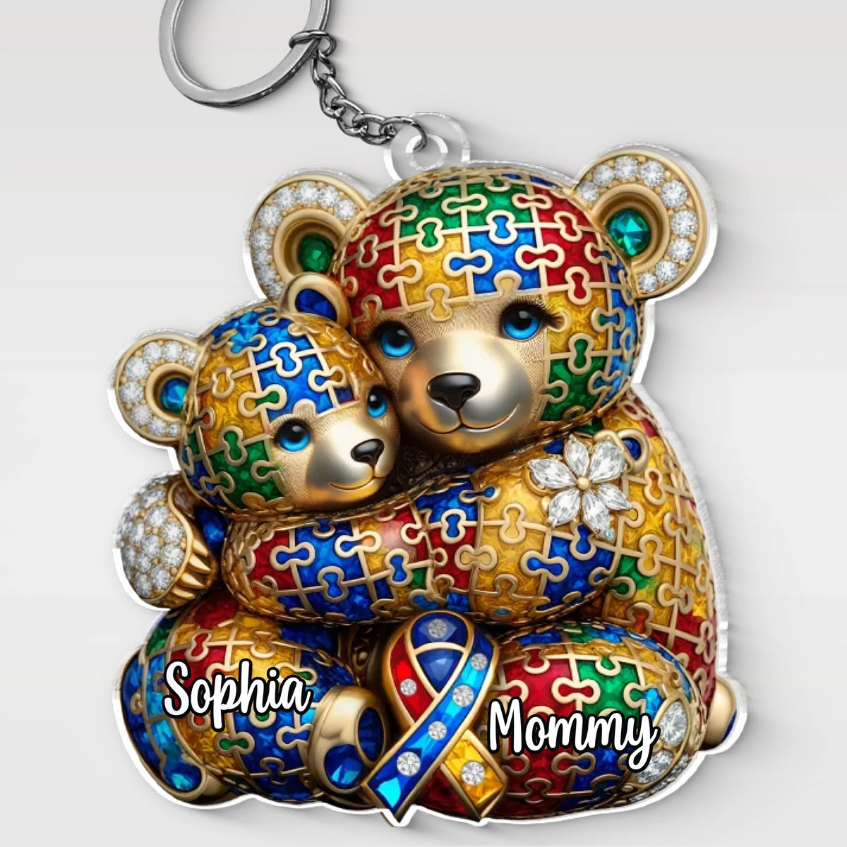 Unbreakable Love, Unstoppable Bond - Family Personalized Custom Shaped Acrylic Keychain - Mother's Day, Gift For Mom, Grandma