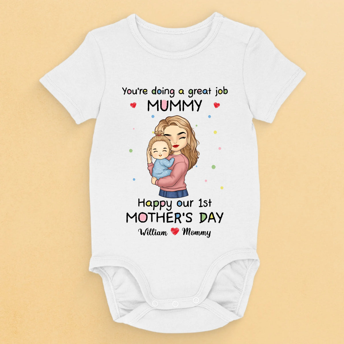 The Best Job In The World, Being My Mommy - Family Personalized Custom Baby Onesie - Mother's Day, Baby Shower Gift, Gift For First Mom