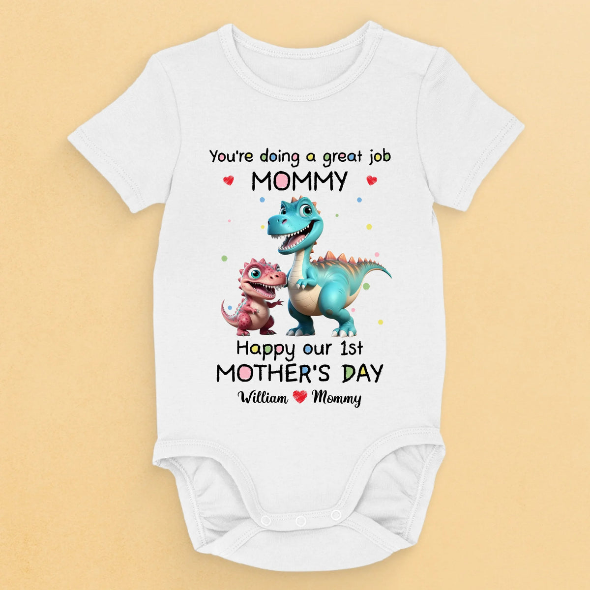 A Little Dino’s Big Love For Mommy - Family Personalized Custom Baby Onesie - Mother's Day, Baby Shower Gift, Gift For First Mom