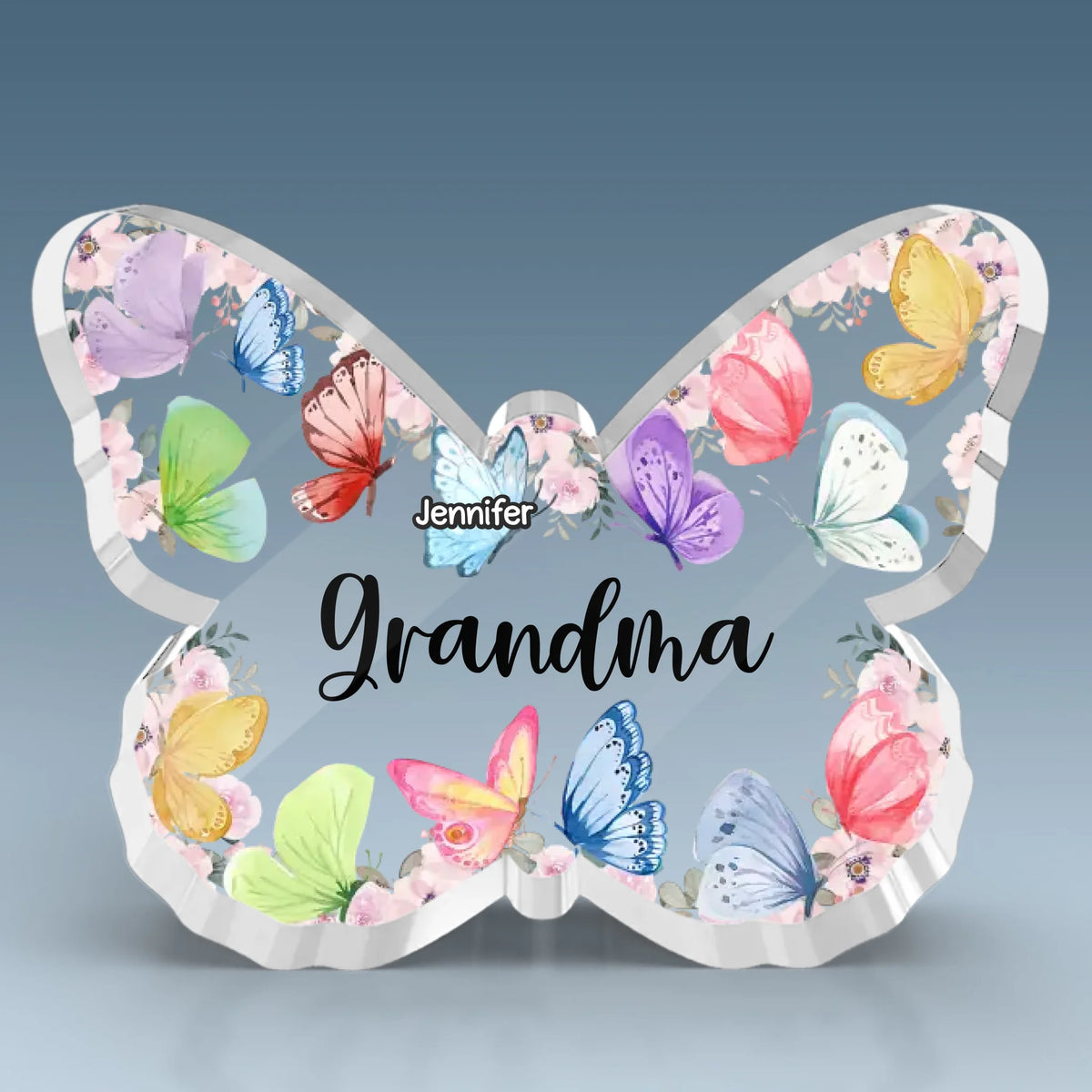 Love Grows Wings In A Grandma’s Heart - Family Personalized Custom Butterfly Shaped Acrylic Plaque - Mother's Day, Gift For Mom, Grandma