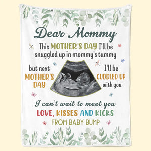 Custom Photo Can't Wait To Meet You, Mommy - Family Personalized Custom Blanket - Mother's Day, Baby Shower Gift, Gift For First Mom