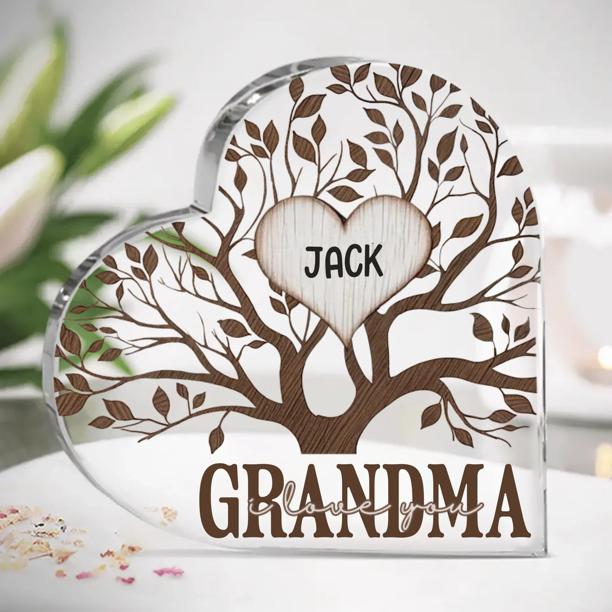 Strong Like A Mother’s Roots - Family Personalized Custom Heart Shaped Acrylic Plaque - Mother's Day, Gift For Mom, Grandma