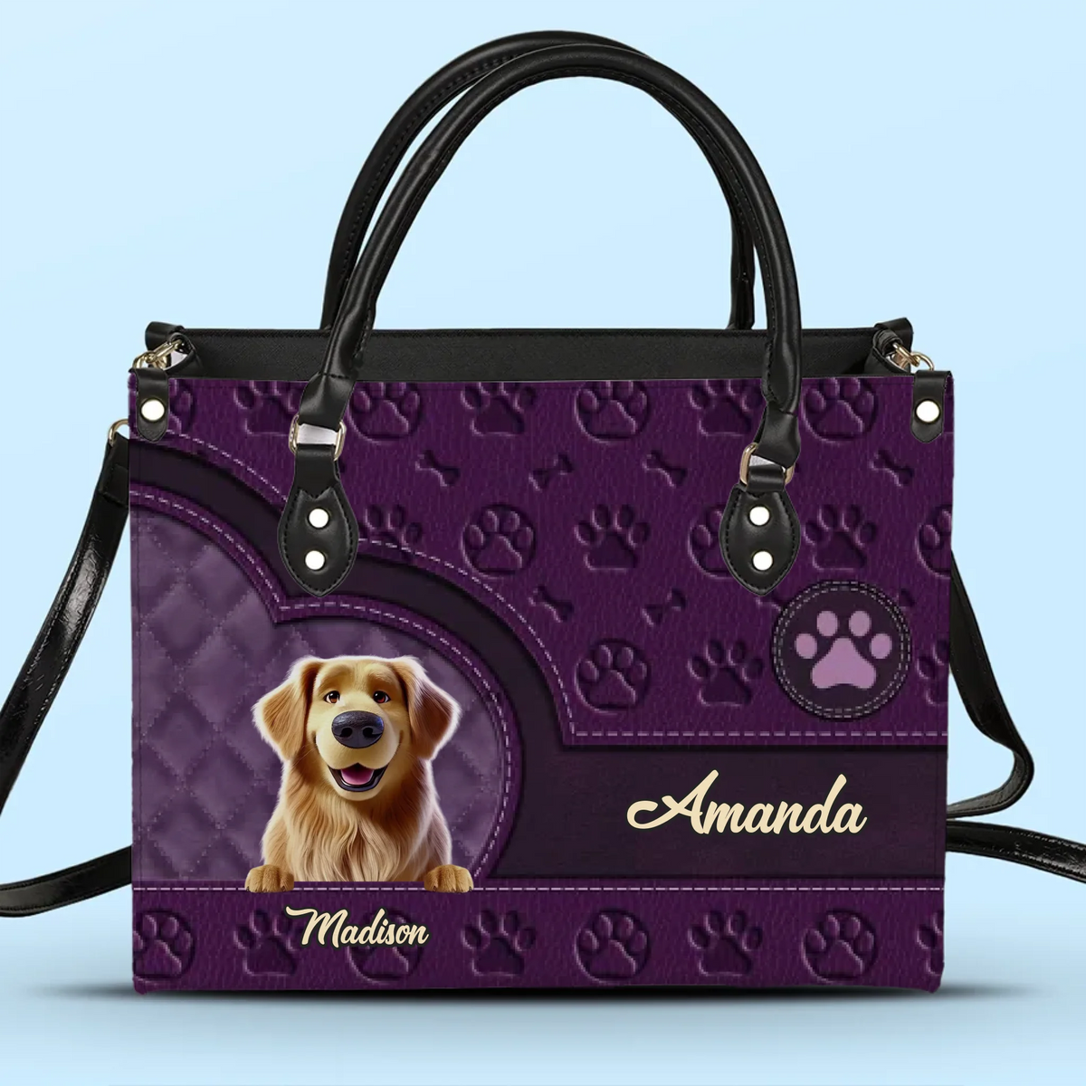 Tails Of Love And Friendship - Dog Personalized Custom Leather Handbag - Gift For Pet Owners, Pet Lovers