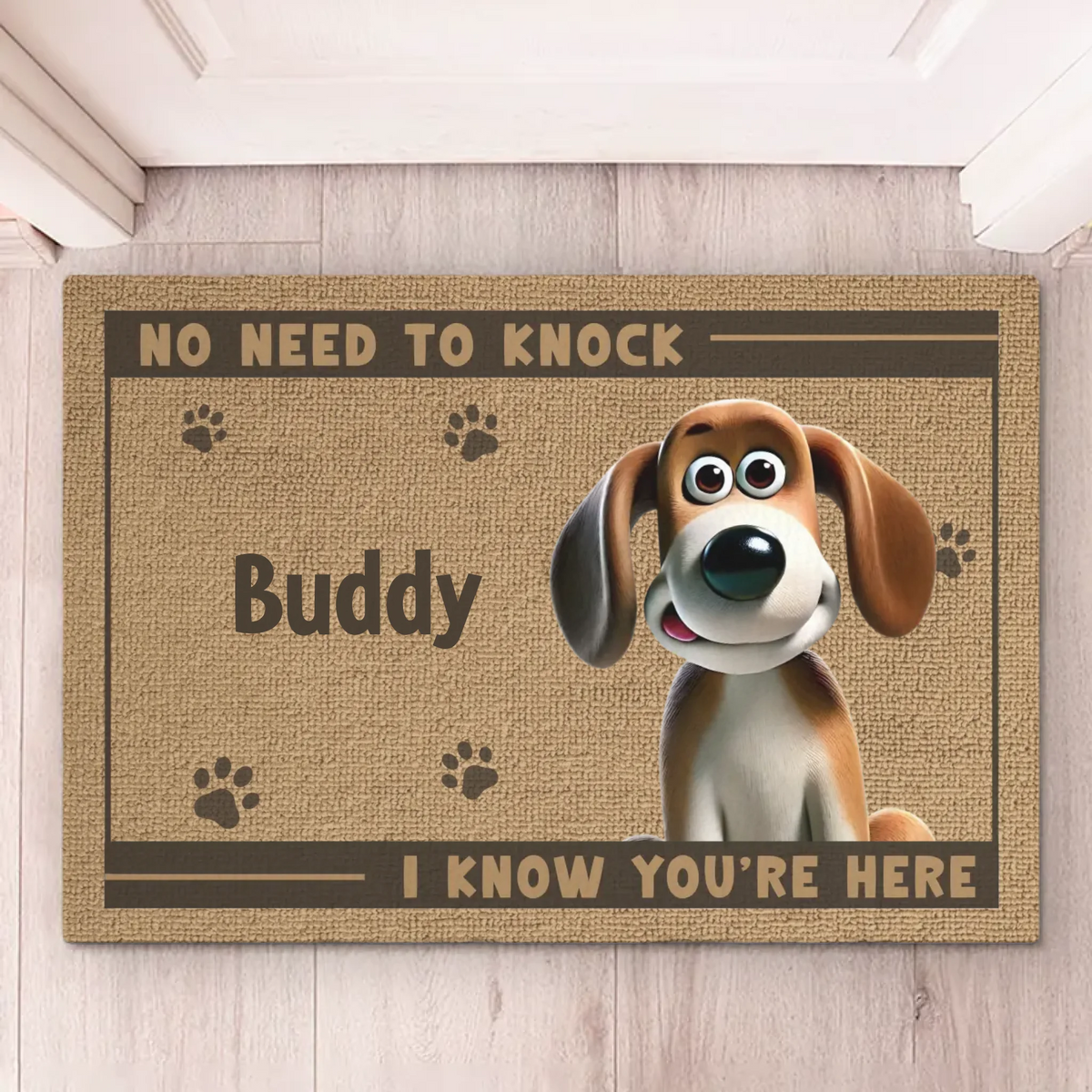 Forget Knocking, We Heard You A Mile Away - Dog Personalized Custom Home Decor Decorative Mat - House Warming Gift For Pet Owners, Pet Lovers