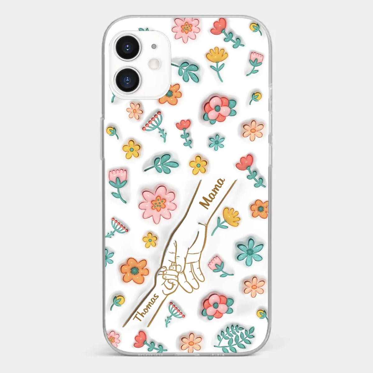 Holding Love Always - Family Personalized Custom 3D Inflated Effect Printed Clear Phone Case - Gift For Mom, Grandma