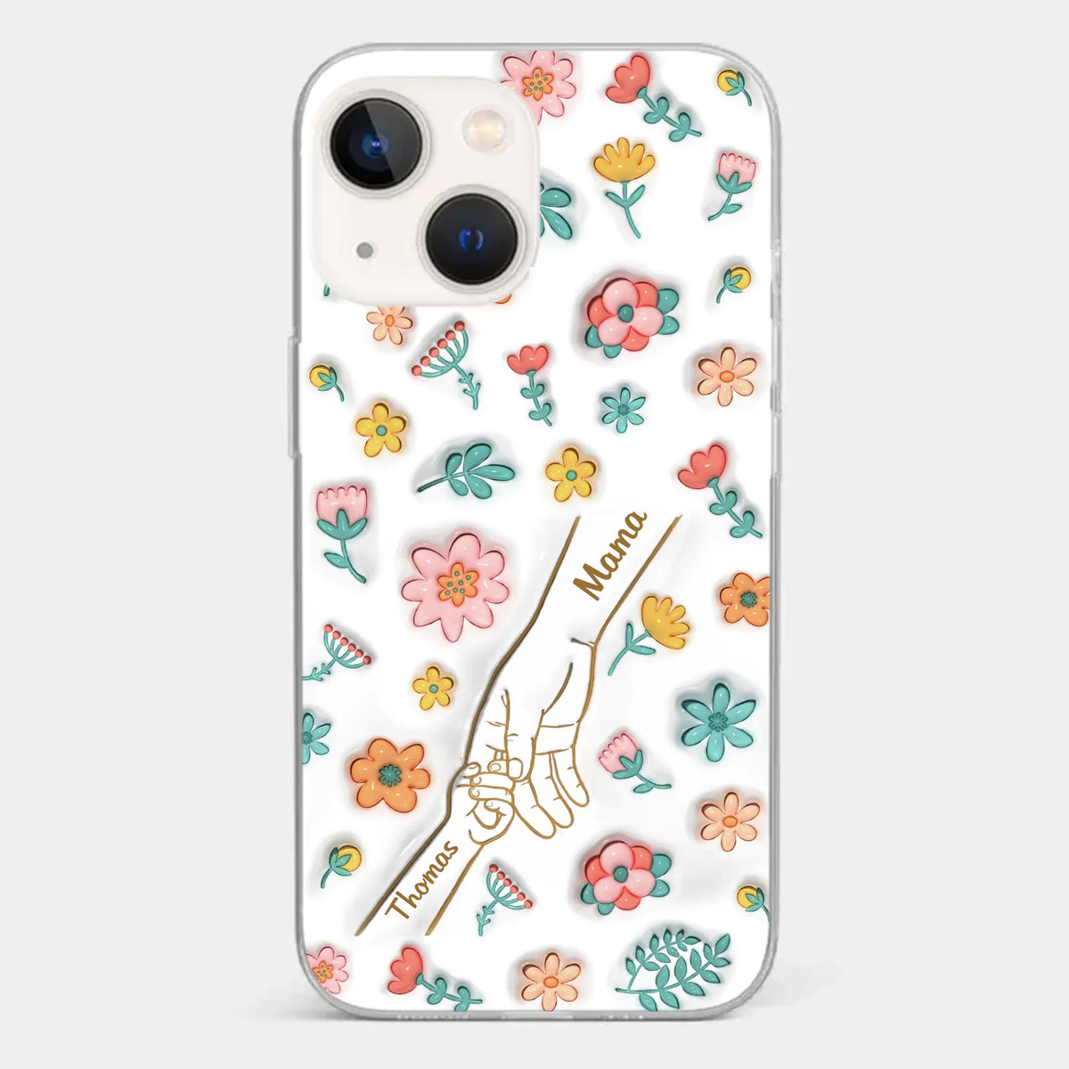 Holding Love Always - Family Personalized Custom 3D Inflated Effect Printed Clear Phone Case - Gift For Mom, Grandma