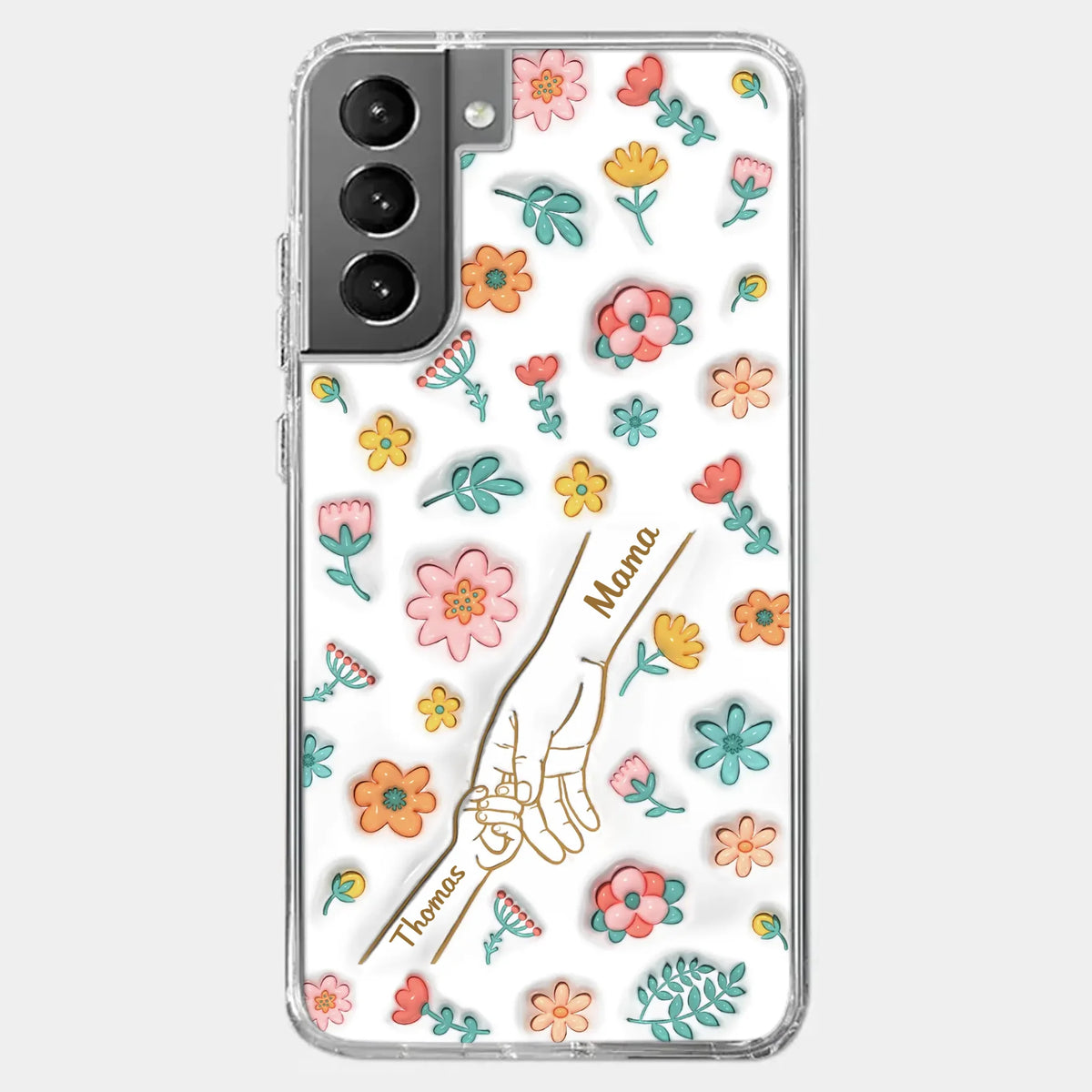 Holding Love Always - Family Personalized Custom 3D Inflated Effect Printed Clear Phone Case - Gift For Mom, Grandma