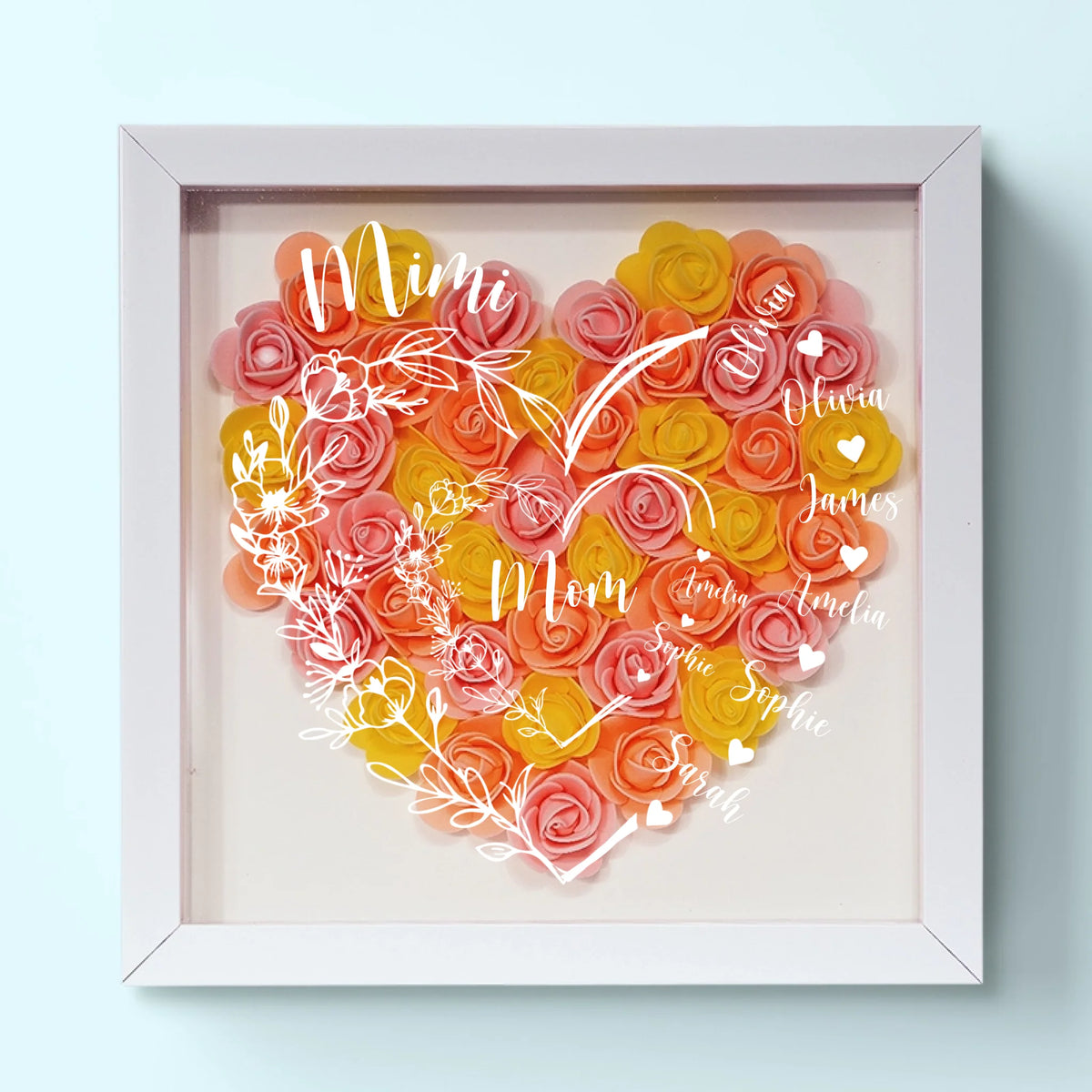 Your Love Built This Family, Your Heart Holds It Together - Family Personalized Custom Flower Shadow Box - Mother's Day, Gift For Mom, Grandma