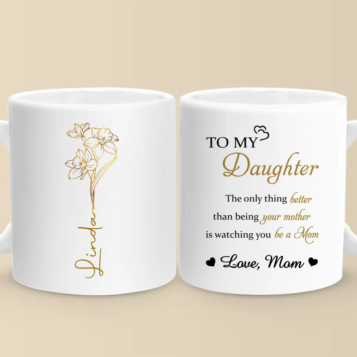 Always My Daughter, Forever My Friend - Family Personalized Custom Mug - Mother's Day, Gift For Mom, Daughter
