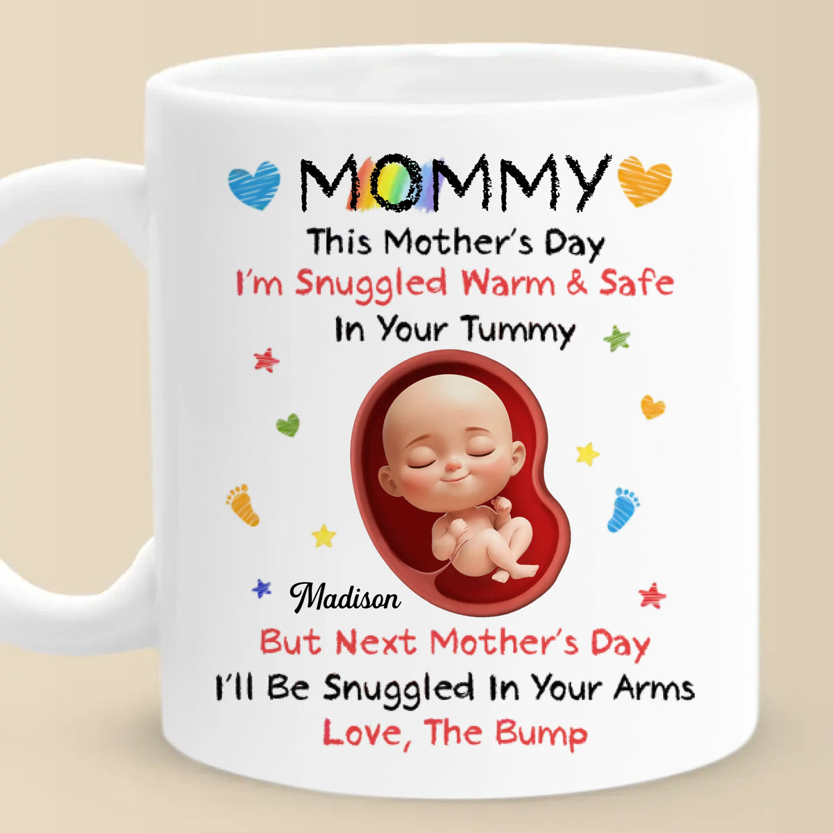 Sending Cuddles From The Inside - Family Personalized Custom Mug - Mother's Day, Baby Shower Gift, Gift For First Mom