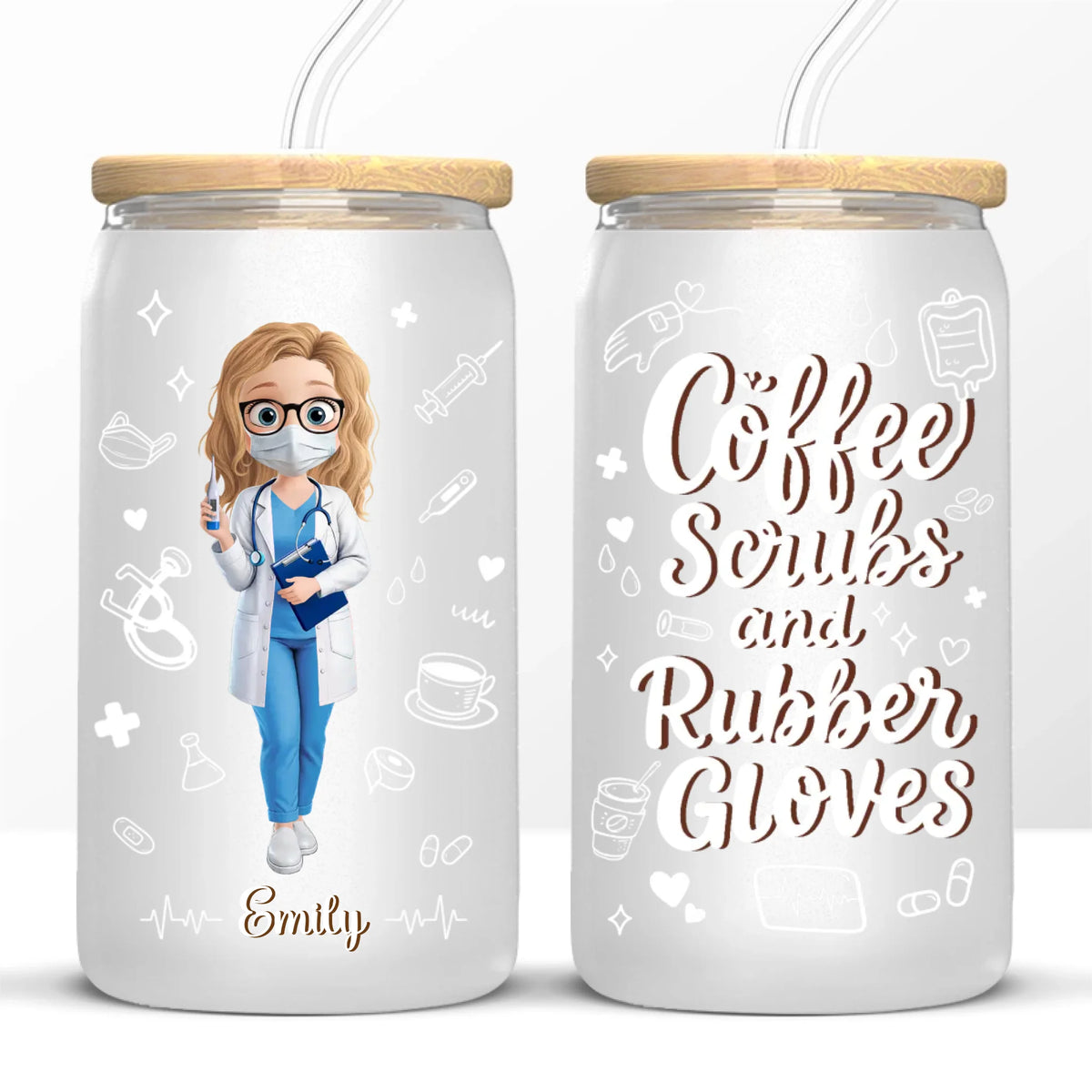 Saving Lives One Cup At A Time - Nurse Personalized Custom Glass Cup, Iced Coffee Cup - Appreciation, Thank You Gift, Nurse Life, Doctor Life