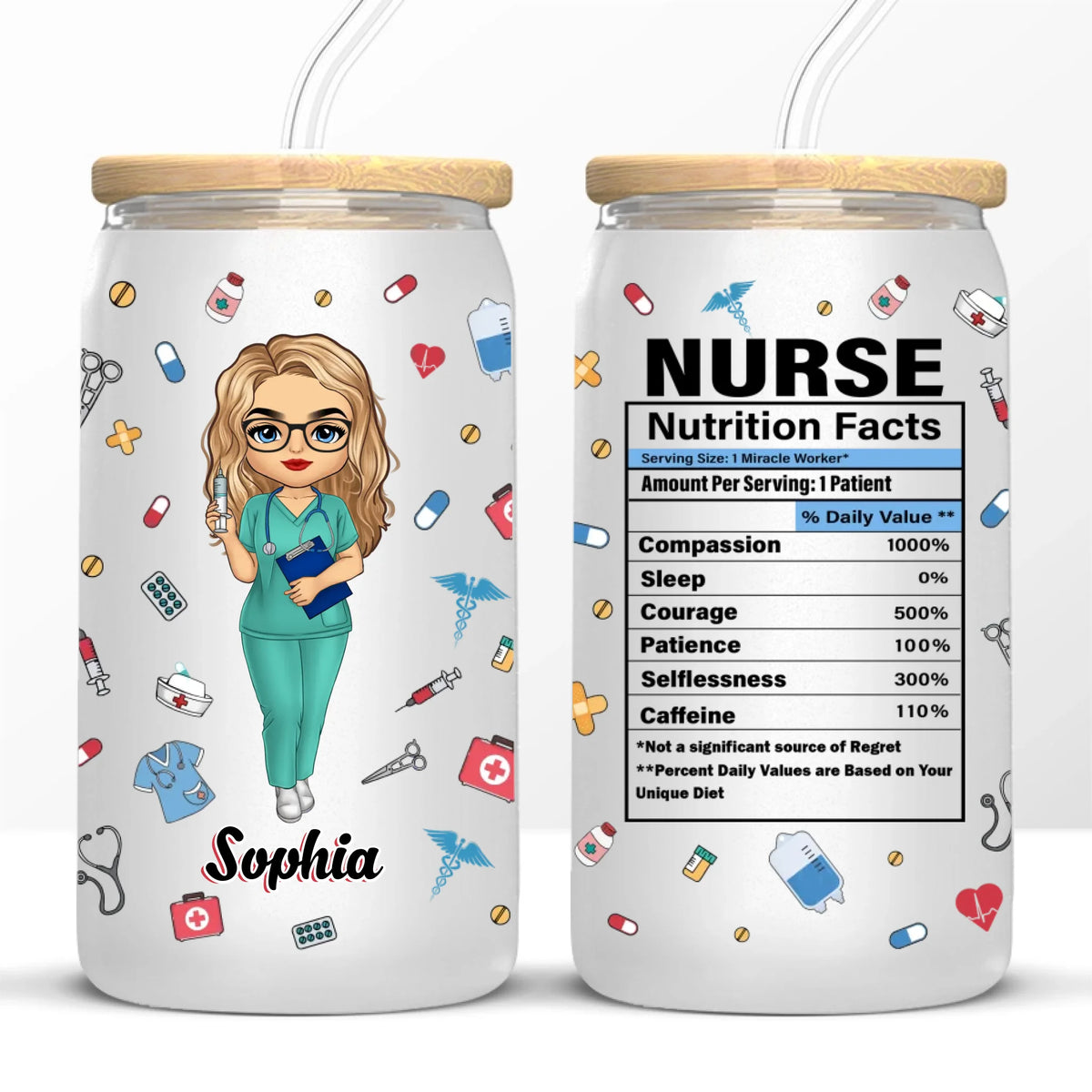 Nursing Isn’t A Job, It’s A Superpower - Nurse Personalized Custom Glass Cup, Iced Coffee Cup - Appreciation, Thank You Gift, Nurse Life, Doctor Life