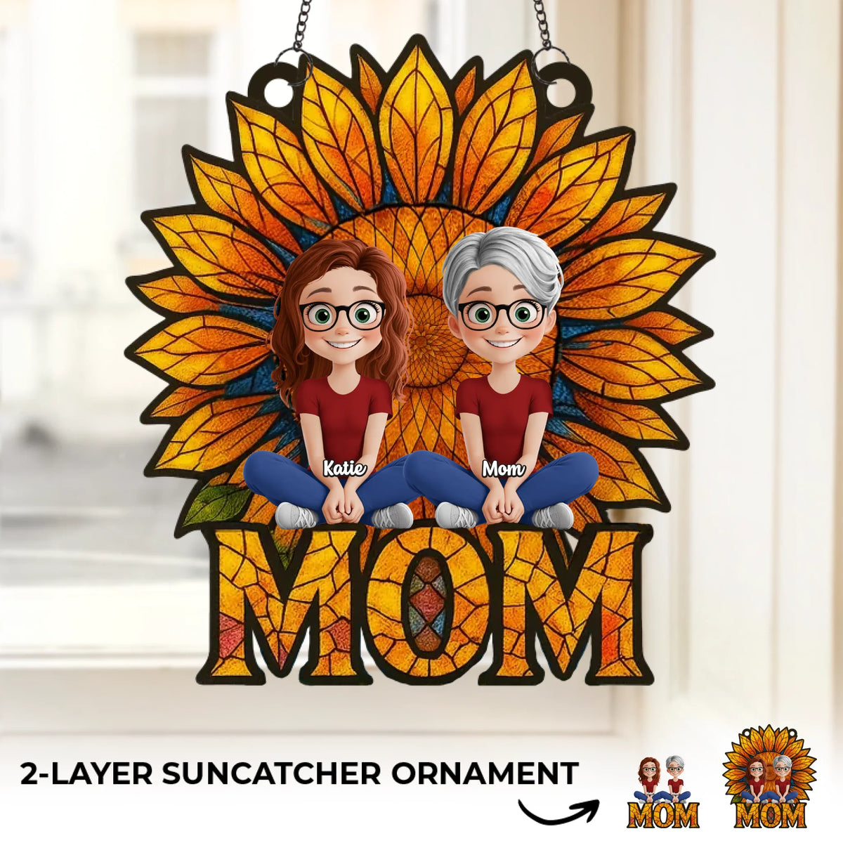 She’s The Sunshine That Holds Us Together - Family Personalized Window Hanging Suncatcher Ornament - Mother's Day, Gift For Mom, Grandma