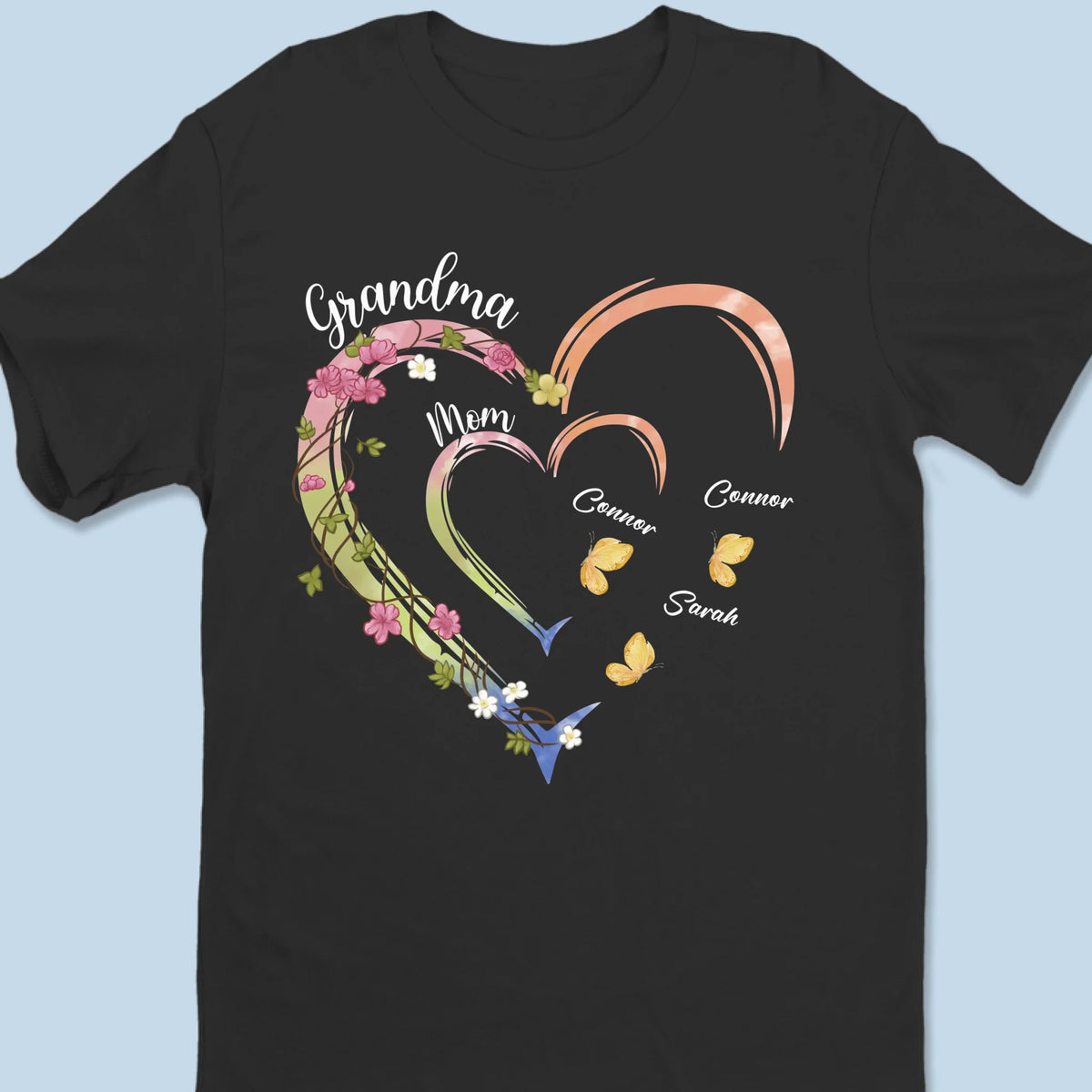 Hearts Forever Connected - Family Personalized Custom Unisex T-shirt, Premium T-shirt, Hoodie - Mother's Day, Gift For Mom, Grandma