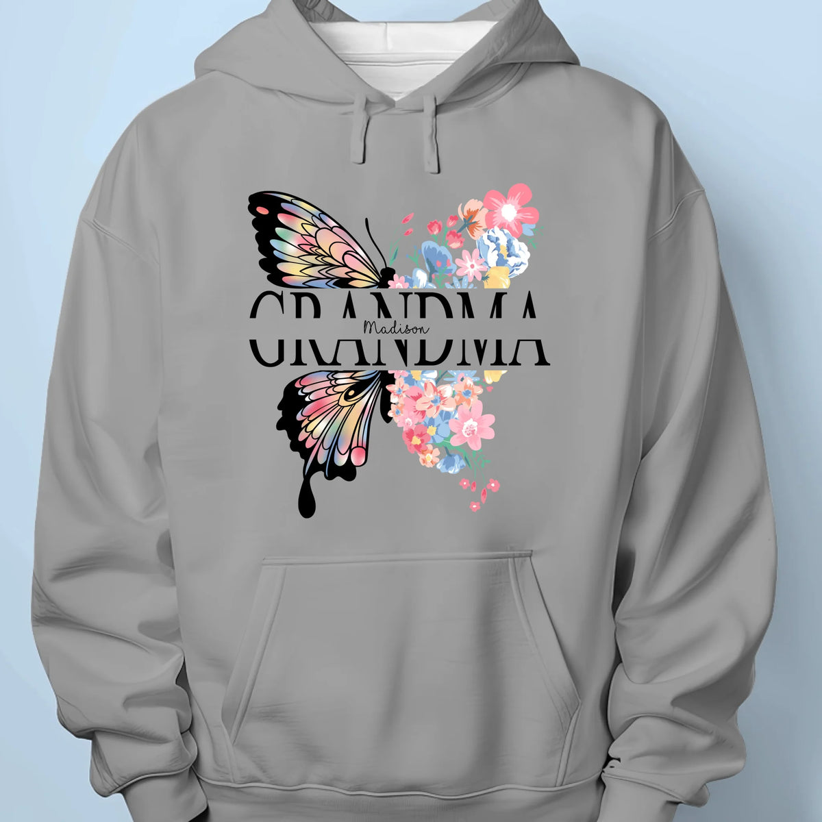 Graceful Like A Butterfly, Strong Like A Grandma - Family  Personalized Custom Unisex T-shirt, Premium T-shirt, Hoodie - Mother's Day, Gift For Mom, Grandma