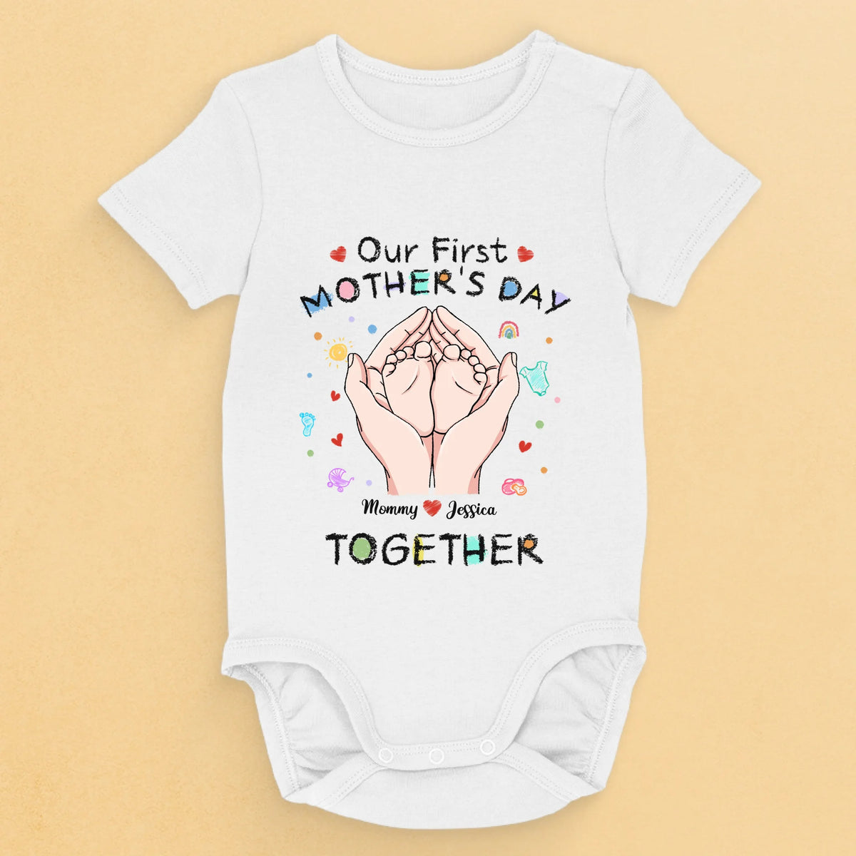 Together from Day One - Family Personalized Custom Baby Onesie - Mother's Day, Baby Shower Gift, Gift For First Mom