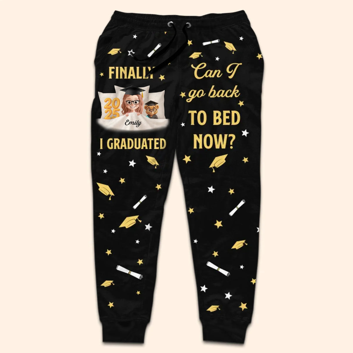 Diploma In Hand, Bedtime Begins - Family Personalized Custom Unisex Sweatpants - Graduation Gift For Family Members, Siblings, Brothers, Sisters