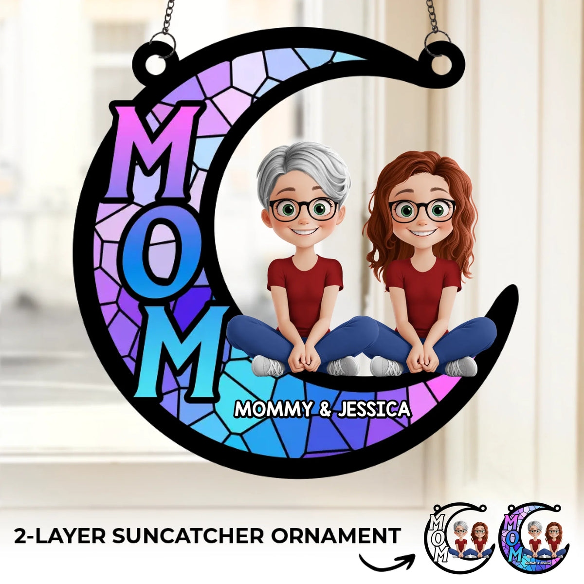 You Complete My World, Mom - Family Personalized Window Hanging Suncatcher Ornament - Mother's Day, Gift For Mom