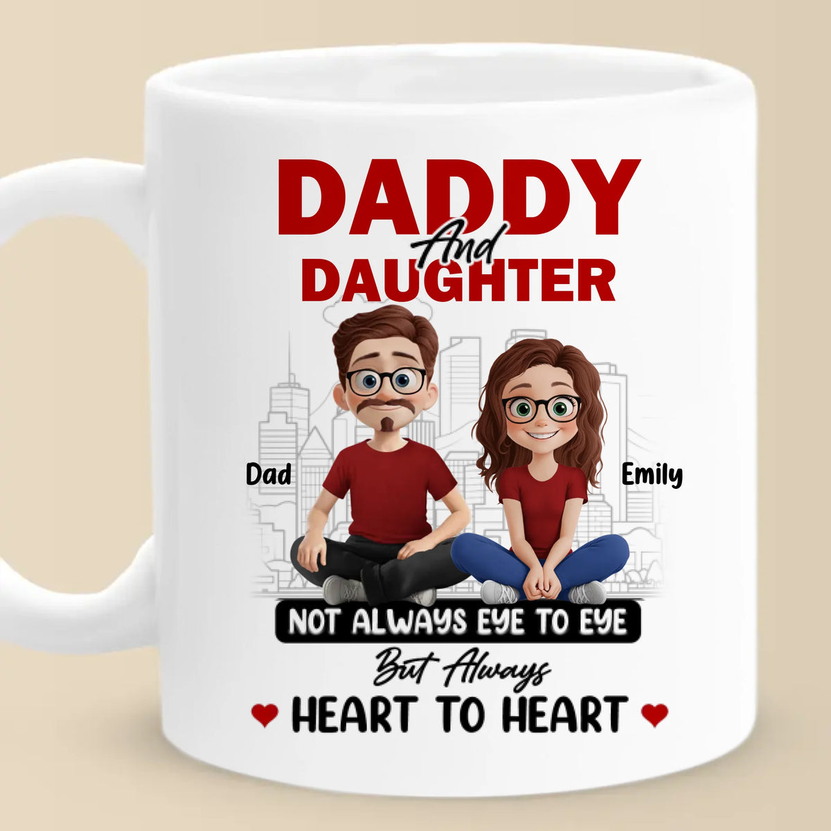 Dad And Daughter, Love You Can Feel - Family Personalized Custom Mug - Father's Day, Gift For Dad, Grandpa