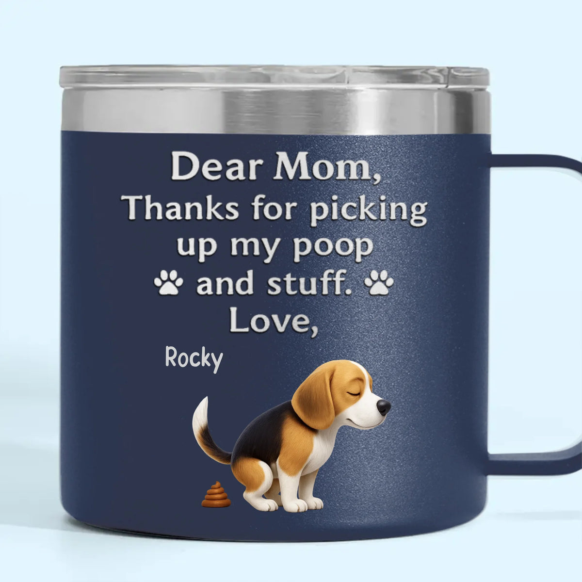 Behind Every Bark Is A Loving Mom - Dog Personalized Custom 14oz Stainless Steel Tumbler With Handle - Mother's Day, Gift For Pet Owners, Pet Lovers