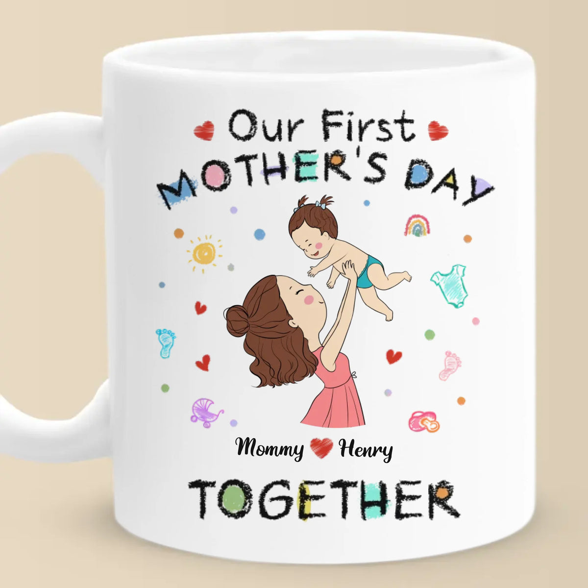 The Beginning Of A Beautiful Bond - Family Personalized Custom Mug - Mother's Day, Baby Shower Gift, Gift For First Mom