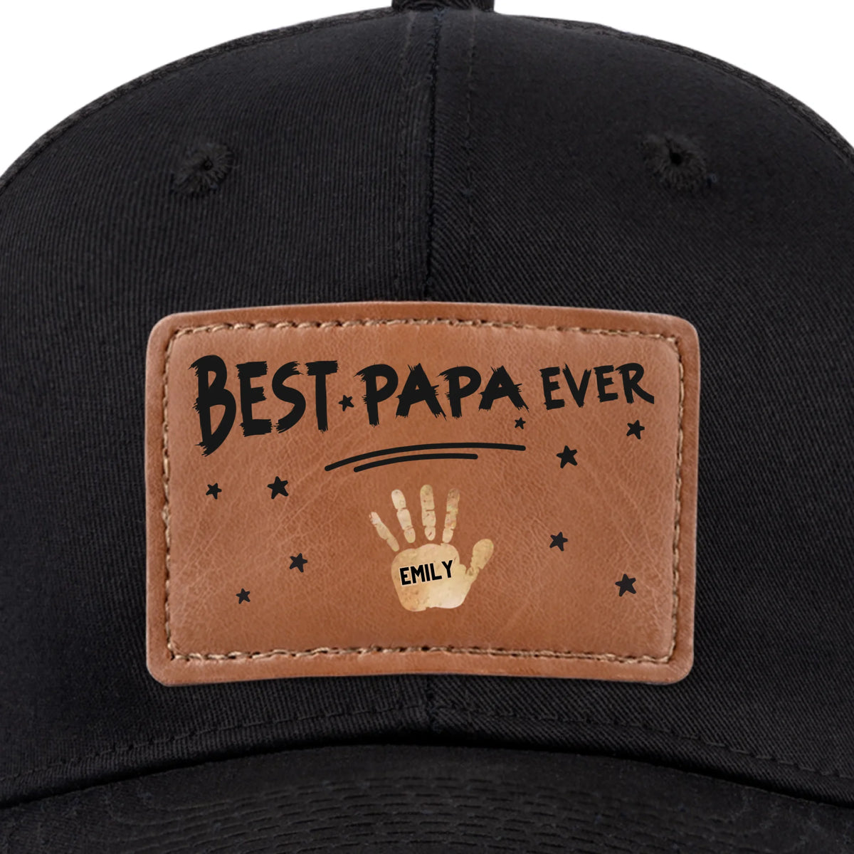 Best Dad Ever, Stamped With Love - Family Personalized Custom Leather Patch Hat - Father's Day, Gift For Dad, Grandpa