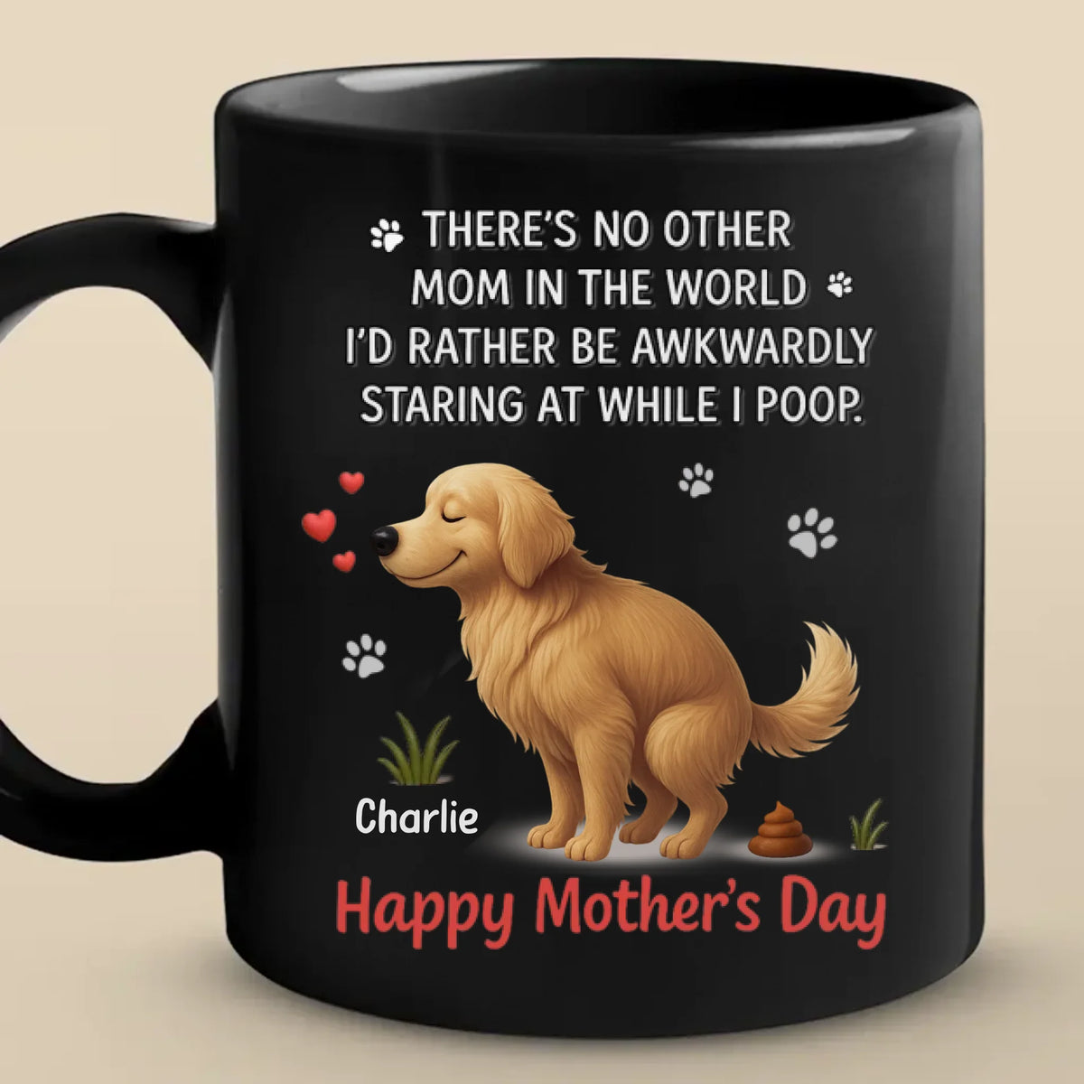 Mom's Love Knows No Stink - Dog Personalized Custom Black Mug - Mother's Day, Gift For Pet Owners, Pet Lovers