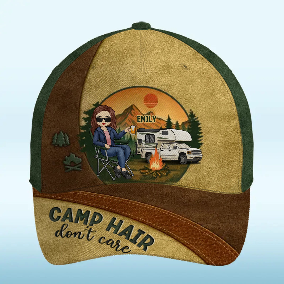 Life Looks Better By The Fire - Camping Personalized Custom Hat, All Over Print Classic Cap - Gift For Camping Lovers