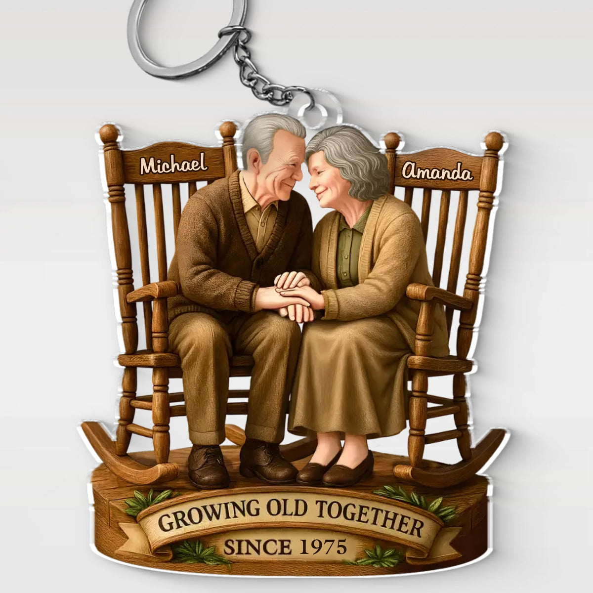 With You, Every Year Is Golden - Couple Personalized Custom Shaped Acrylic Keychain - Gift For Husband Wife, Anniversary