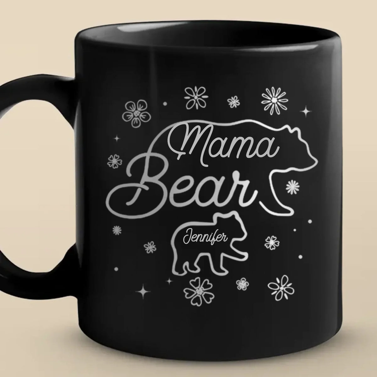 Lead With Love - Family Personalized Custom Black Mug - Mother's Day, Gift For Mom, Grandma