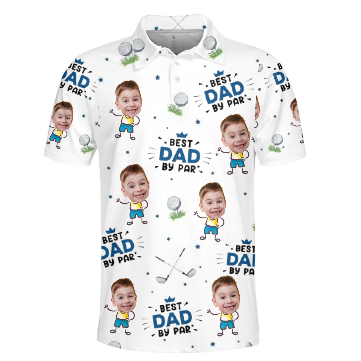 Custom Photo Greatest Dad On The Green - Family Personalized Custom All Over Print Polo Shirt - Father's Day, Gift For Dad, Sport Lovers, Sport Players