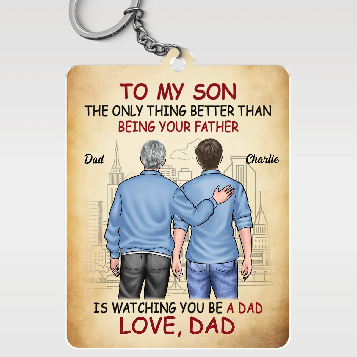 Proud To Be Your Parents, Even Prouder Watching You Be A Dad - Family Personalized Custom Shaped Acrylic Keychain - Father's Day, Gift For Son